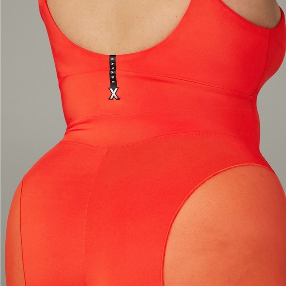 Savage X Fenty Vibrant Blood Orange Cutout  Jumpsuit - Picture 4 of 6